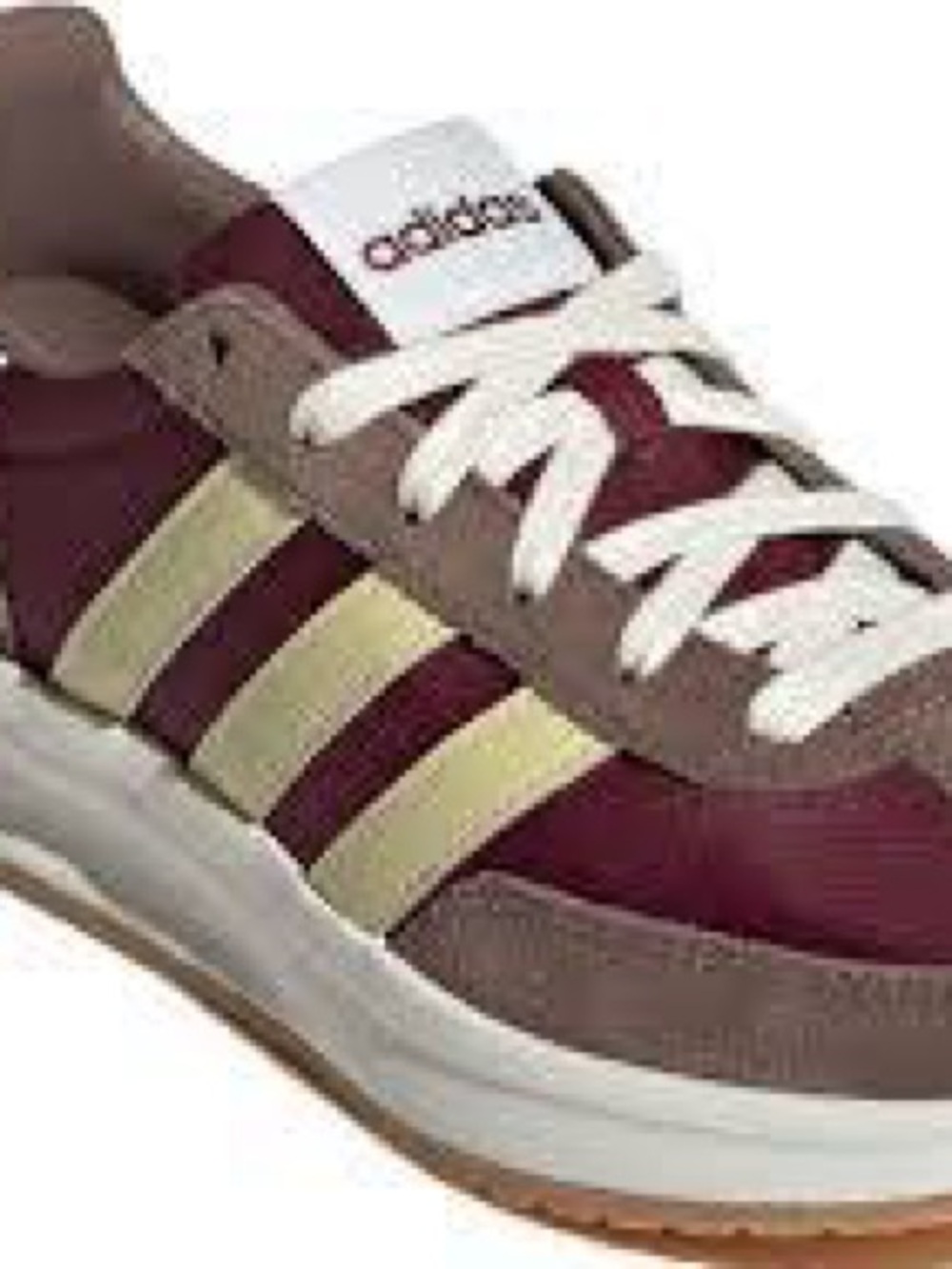 adidas Cloudfoam Sneakers in Burgundy, Taupe & Pale Yellow - Picture 3 of 8
